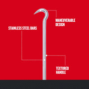 Craftsman stainless steel pick and hook tool with curved tip, textured handle, CMHT65073, front angle photo.