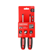 Photo of Craftsman screwdriver set CMHT65133, flathead and Phillips, black and red handles, front angle.