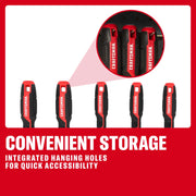 CRAFTSMAN screwdrivers with hanging holes for easy storage and quick access, displayed in a row.