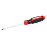 Photo of Craftsman CMHT65160 flathead screwdriver with black and red handle, side angle on white background.