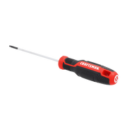 Photo of Craftsman Phillips screwdriver CMHT65169, black and red handle, side angle, white background.