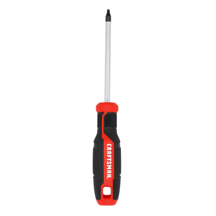 Photo of Craftsman Phillips screwdriver CMHT65172 with red and black handle, front view on white background.