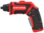 Photo of Craftsman cordless screwdriver CMHT6640BI, red and black, side view on white background.