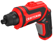 Photo of Craftsman cordless screwdriver, SKU CMHT6640BI, red and black, angled view on white background.