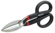 Photo of Craftsman CMHT73571 aviation snips with black and red ergonomic handles, angled left on white background.