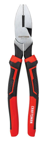 Craftsman CMHT81649 photography of red and black lineman's pliers, front view on white background.