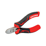 Craftsman CMHT82298 diagonal cutting pliers with red and black ergonomic handles, studio angle.