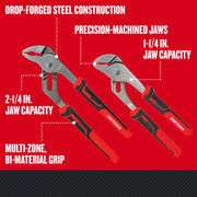 Photo of Craftsman CMHT82547 graphics showing two pliers with drop-forged steel, bi-material grips, precision-machined jaws.