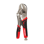 Photo of Craftsman locking pliers CMHT82549 with red and black rubber grip handles, front angle, white background.