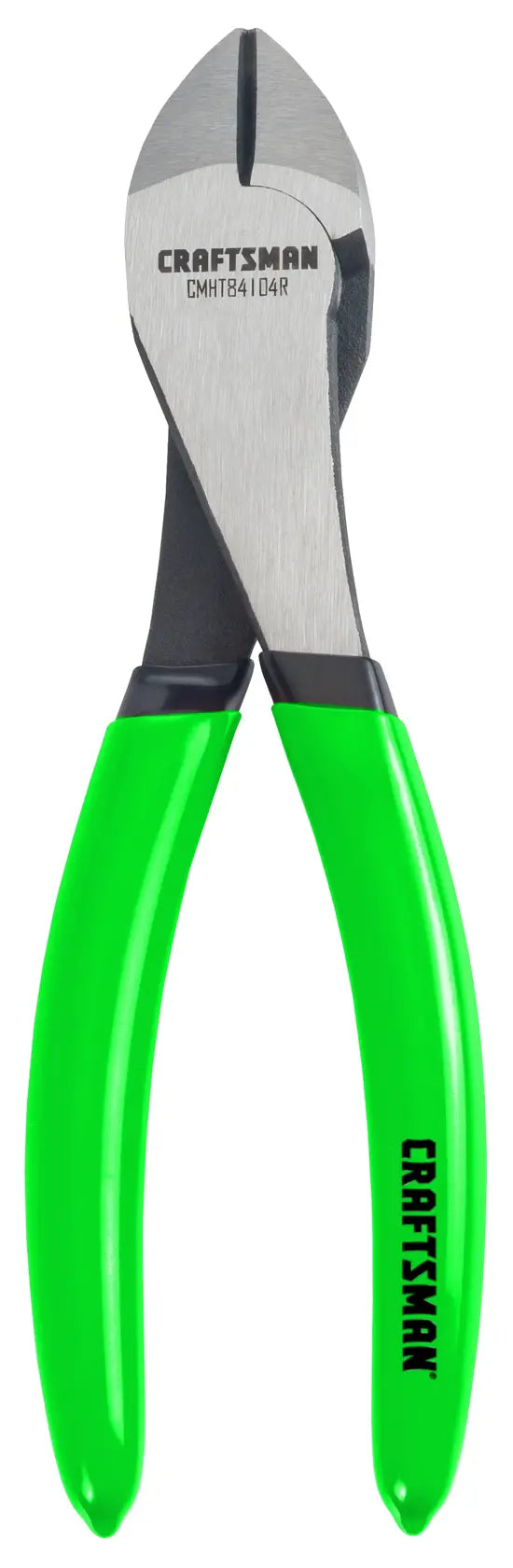 Photo of Craftsman CMHT84104G diagonal cutting pliers with green handles, front view on white background.
