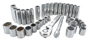 Craftsman CMMT12018 chrome socket set photography, includes ratchet and extension, front angle.
