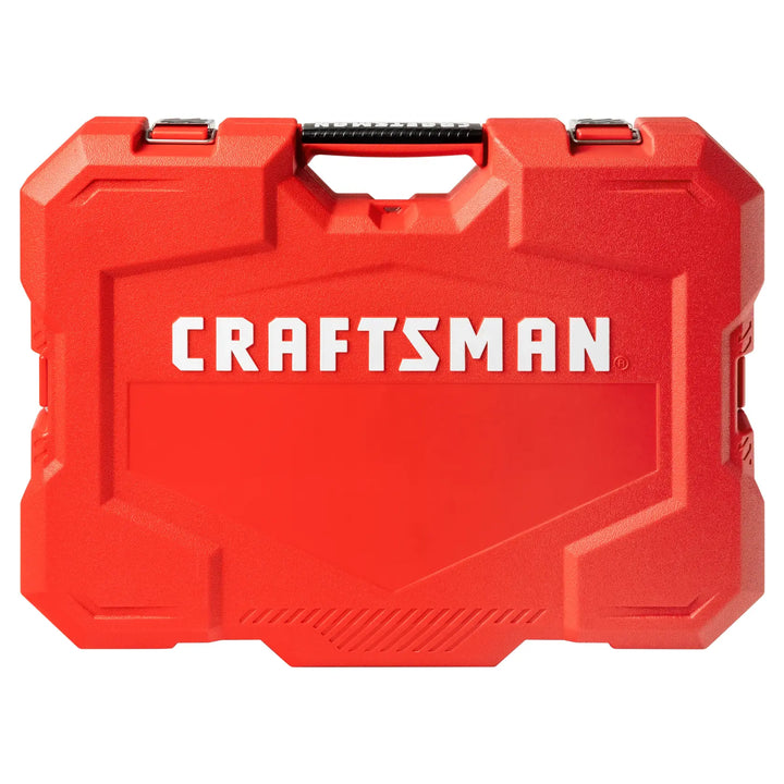 Front view photo of Craftsman red hard tool case with black handle, model CMMT12033L.