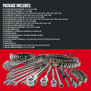 Photo of Craftsman socket and wrench set, graphics SKU CMMT12035L, tools displayed from front angle on white background.