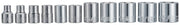 Photo of Craftsman CMMT12042 socket set, 11 chrome sockets arranged in a row, front angle on white background.