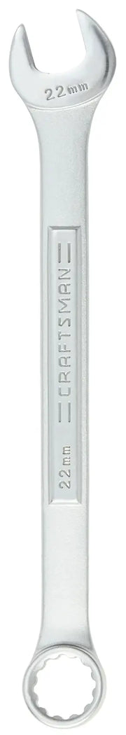 Photo of Craftsman 22mm combination wrench CMMT12066, silver finish, straight-on angle.