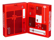Image of a red CRAFTSMAN branded advent calendar with numbered compartments for each day, designed to resemble wrapped gifts. The calendar is open to show both sides, featuring numbers 1 to 12, and festive bow and gift designs.