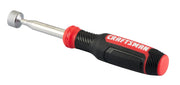 Craftsman CMMT14114 ratcheting screwdriver, black and red handle, side angle on white background.