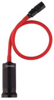 Photo of Craftsman flexible inspection light with black handle and red cord, SKU CMMT14179, front angle.
