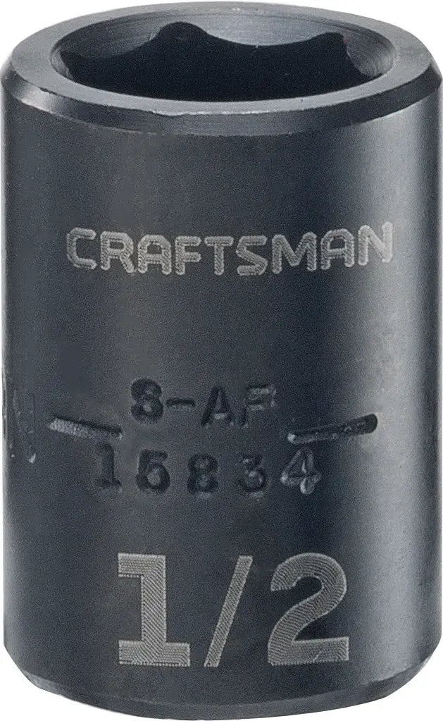 Front view photo of Craftsman socket, black metal, size 1/2 inch, SKU CMMT15834, tool accessory.