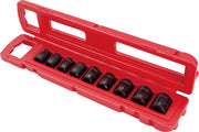 CRAFTSMAN socket set CMMT15881 in a red plastic case, photo shows top angle on white background.
