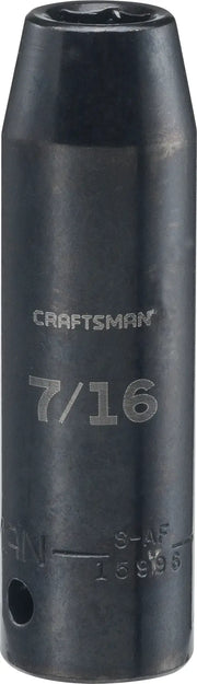 Craftsman 7/16 inch deep socket, SKU CMMT15996, black, viewed from the front on a white background.
