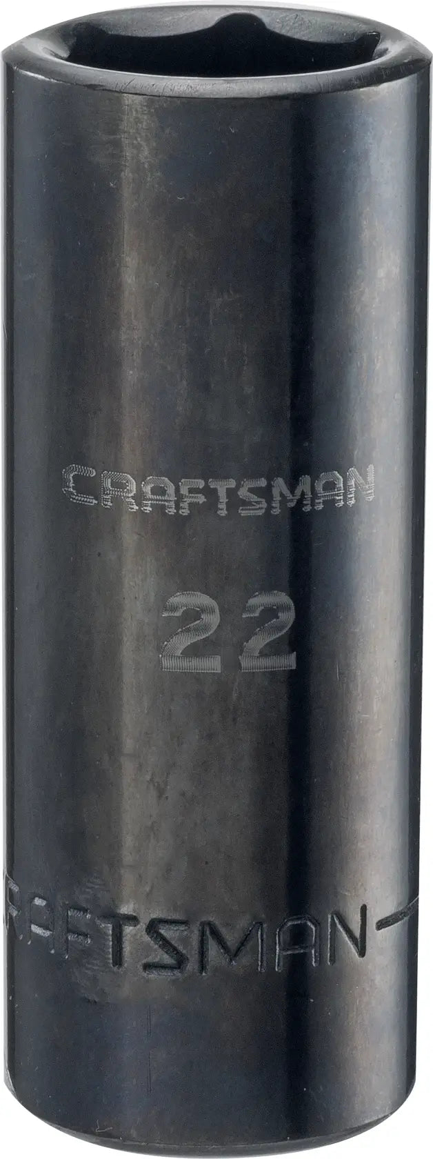 Craftsman deep 22mm socket, black finish, CMMT16085, photographed on white background.