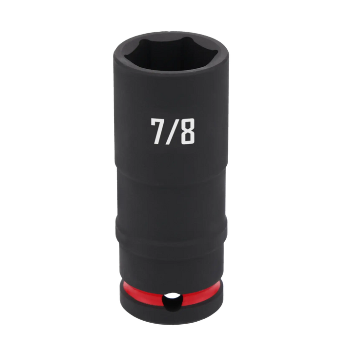 A black Craftsman 7/8 inch deep socket with a red band near the bottom, designed for use with a ratchet or wrench.