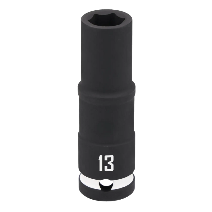 A black Craftsman deep socket with the number 13 printed on it, used for fastening or loosening nuts and bolts.