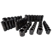 Photo of Craftsman CMMT16548 deep and standard impact socket set, black, multiple sizes, shown on white background.