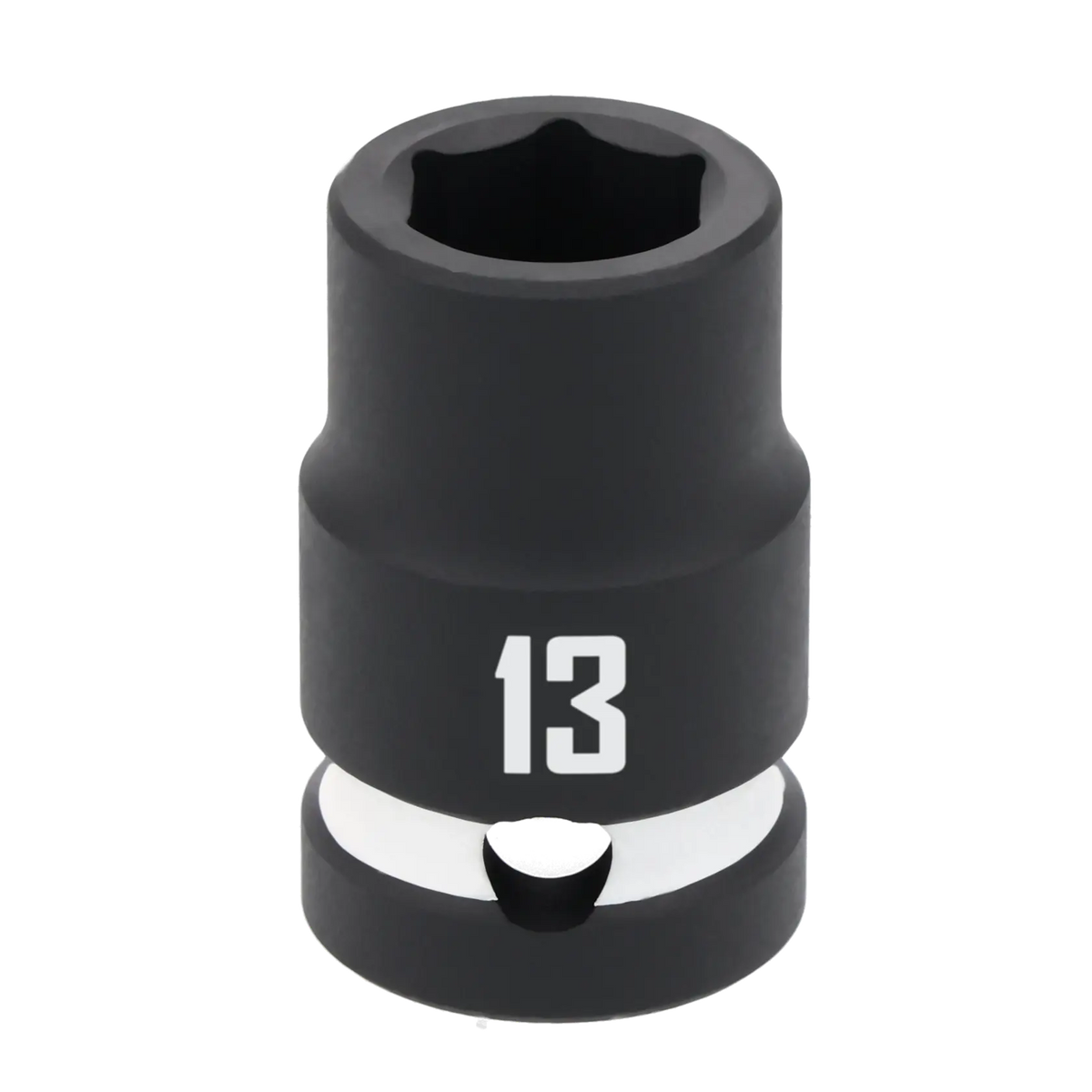 A close-up image of a black Craftsman socket with the number 13 printed in white on its side, used for tightening or loosening bolts.