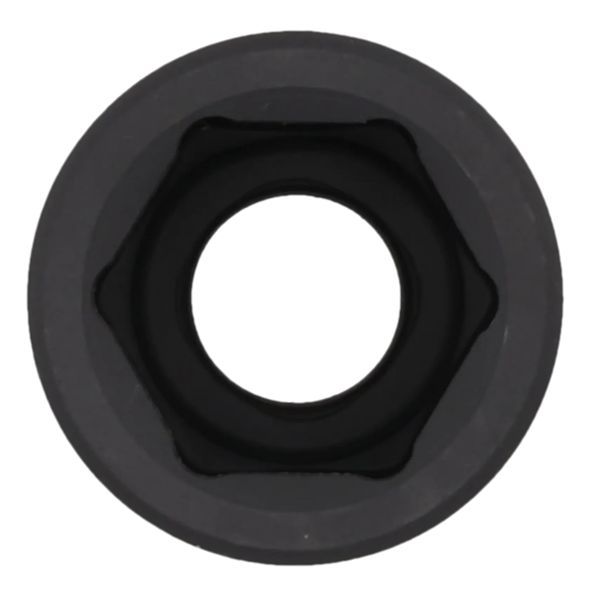 Close-up image of a black hexagonal socket, viewed from the front with an open circular center.
