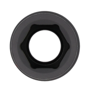 A close-up image of a black hexagonal socket, viewed directly from above, showing the inner hole and hexagonal shape.
