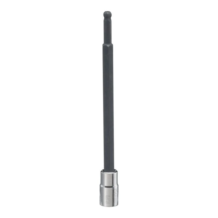 Photo of Craftsman CMMT17520 hex bit socket, long black shaft with silver base, product on white background, front angle.