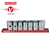 Craftsman chrome socket set with red tray, front angle, Graphics, CMMT17580V.