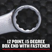 Craftsman graphics showing 12-point 15-degree box end with fastener on textured background, CMMT21085.