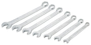 CRAFTSMAN CMMT21086 combination wrench set, 7-piece, silver, top angle on white background.