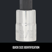 Photo of Craftsman socket with engraved 3/8 size, CMMT34447, close-up on white background.