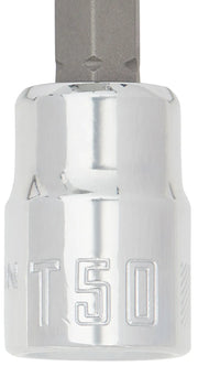 Craftsman T50 bit socket close-up, SKU CMMT34449, chrome finish, white background.