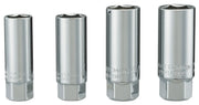 Photo of four CRAFTSMAN chrome deep socket wrenches, SKU CMMT34504, upright on white background.