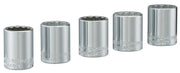 Photo of Craftsman socket set, chrome finish, five pieces, front angle, SKU CMMT34574.