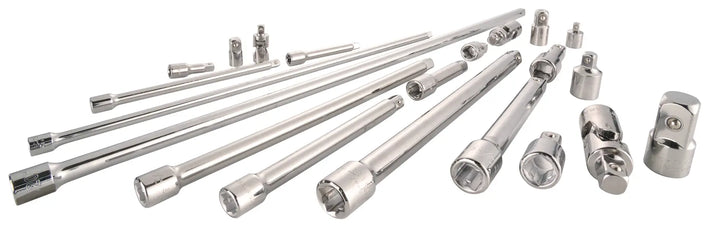 Photo of CRAFTSMAN CMMT42283 chrome extension bar set with multiple drive sizes, displayed on white background.