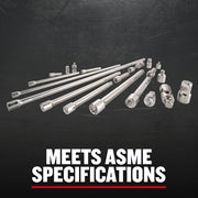 CRAFTSMAN CMMT42283 chrome extension bars and adapters set, laid out on black surface, front angle.