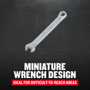 Craftsman miniature wrench CMMT42339, silver finish, angled view on black background, ideal for tight spaces.