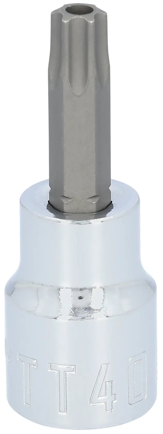 Craftsman Torx bit socket, chrome finish, SKU CMMT42621, front angle on white background.
