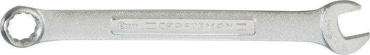 Photo of Craftsman CMMT42913 silver combination wrench, 8mm, shown flat on a white background.