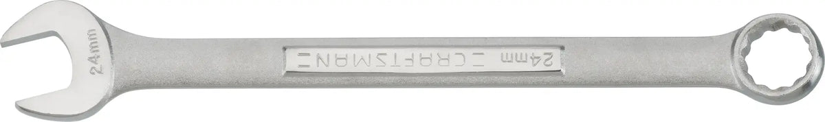 Photo of Craftsman combination wrench 24mm, SKU CMMT42923, silver finish, side angle on white background.