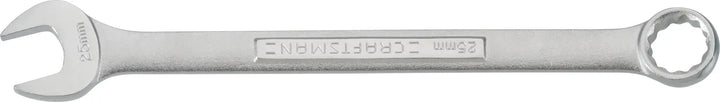 Photo of CRAFTSMAN CMMT42931 combination wrench 25mm, silver finish, flat side angle on white background.