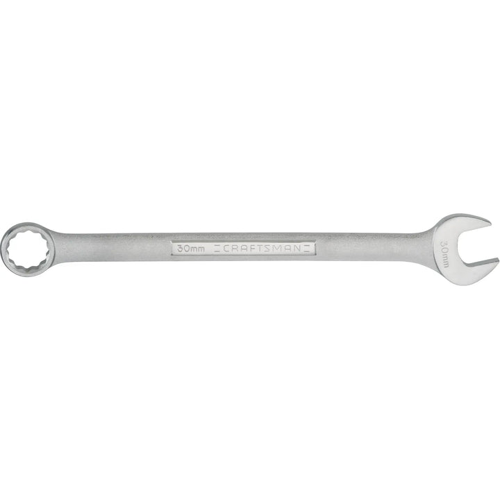 Photo of Craftsman CMMT42935 30mm combination wrench, silver finish, front angle, tool category.