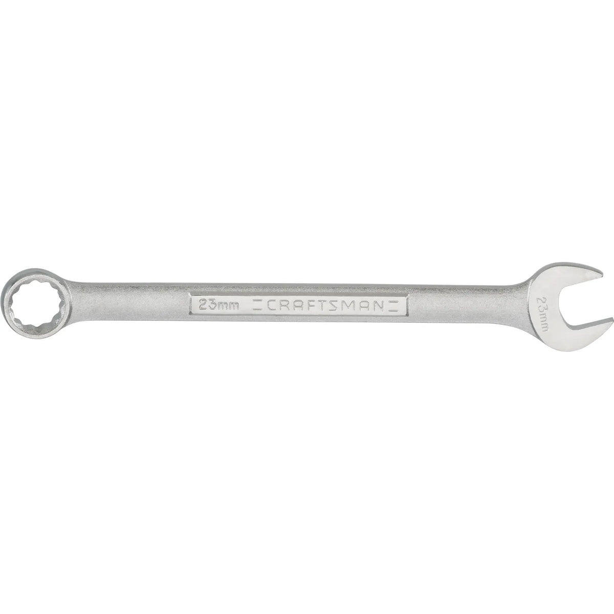 Photo of Craftsman 23mm combination wrench CMMT42939, silver finish, top view on white background.