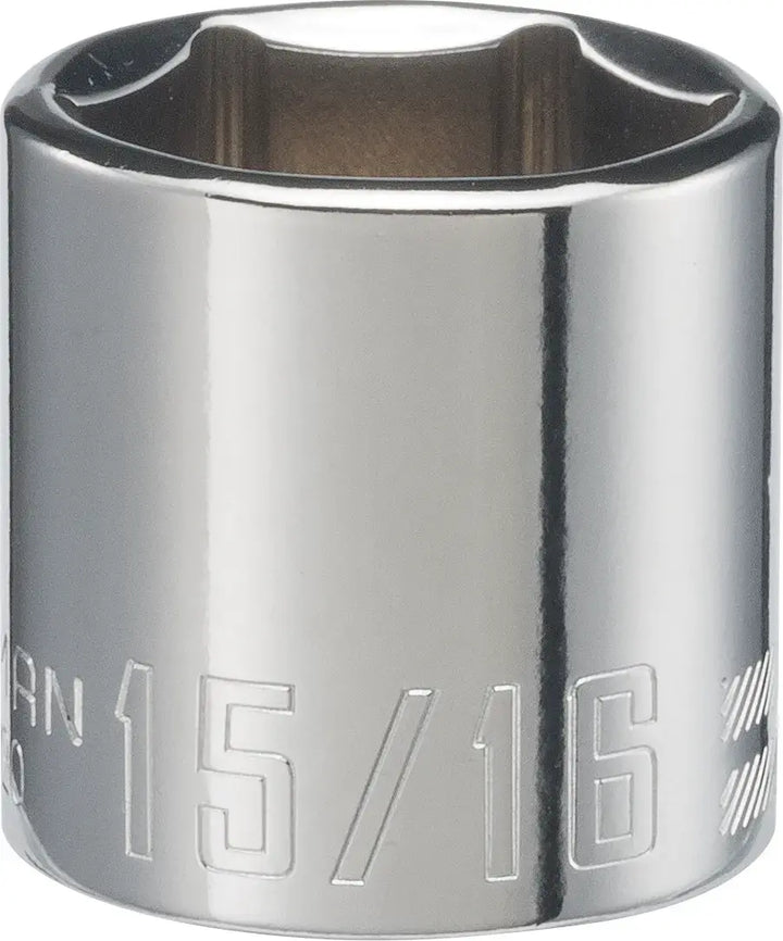 Craftsman 15/16 inch chrome socket, SKU CMMT43020, tool accessory, side angle on white background.